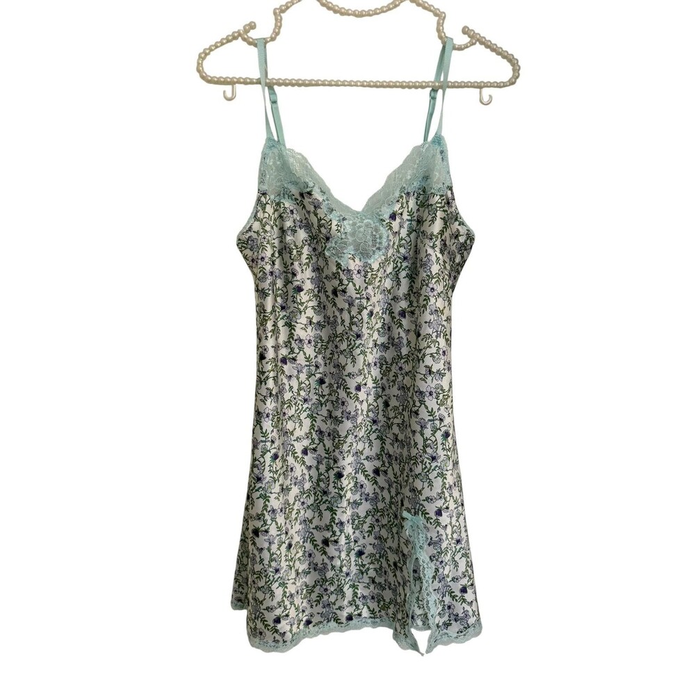 Vintage Victoria’s Secret Floral Satin Lace Chemise Slip Nightgown XS